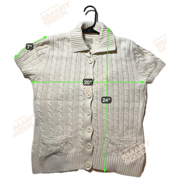 L.L.Bean Women’s Ivory Cable Knit Short Sleeve Mock Neck Sweater M - Picture 3 of 4